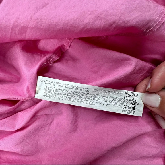 Zara Barbie Pink Short Dress. Poplin Mini Shirt Dress. Medium - Picture 7 of 12